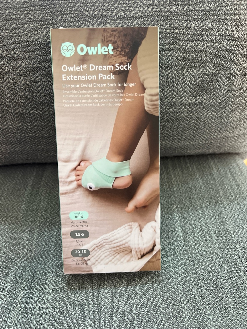Owlet Extension Sock Fabric Socks for 18 months to 5 years Mint New